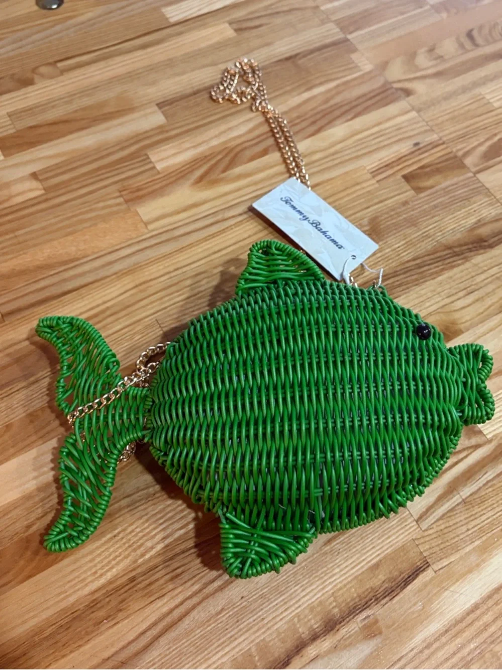 Tommy Bahama Green Wicker Fish Crossbody Purse